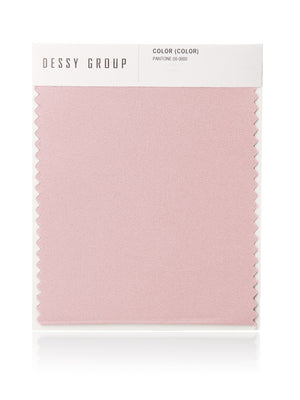 Stretch charmeuse fabric swatch in light blush pink with zigzag sample edge